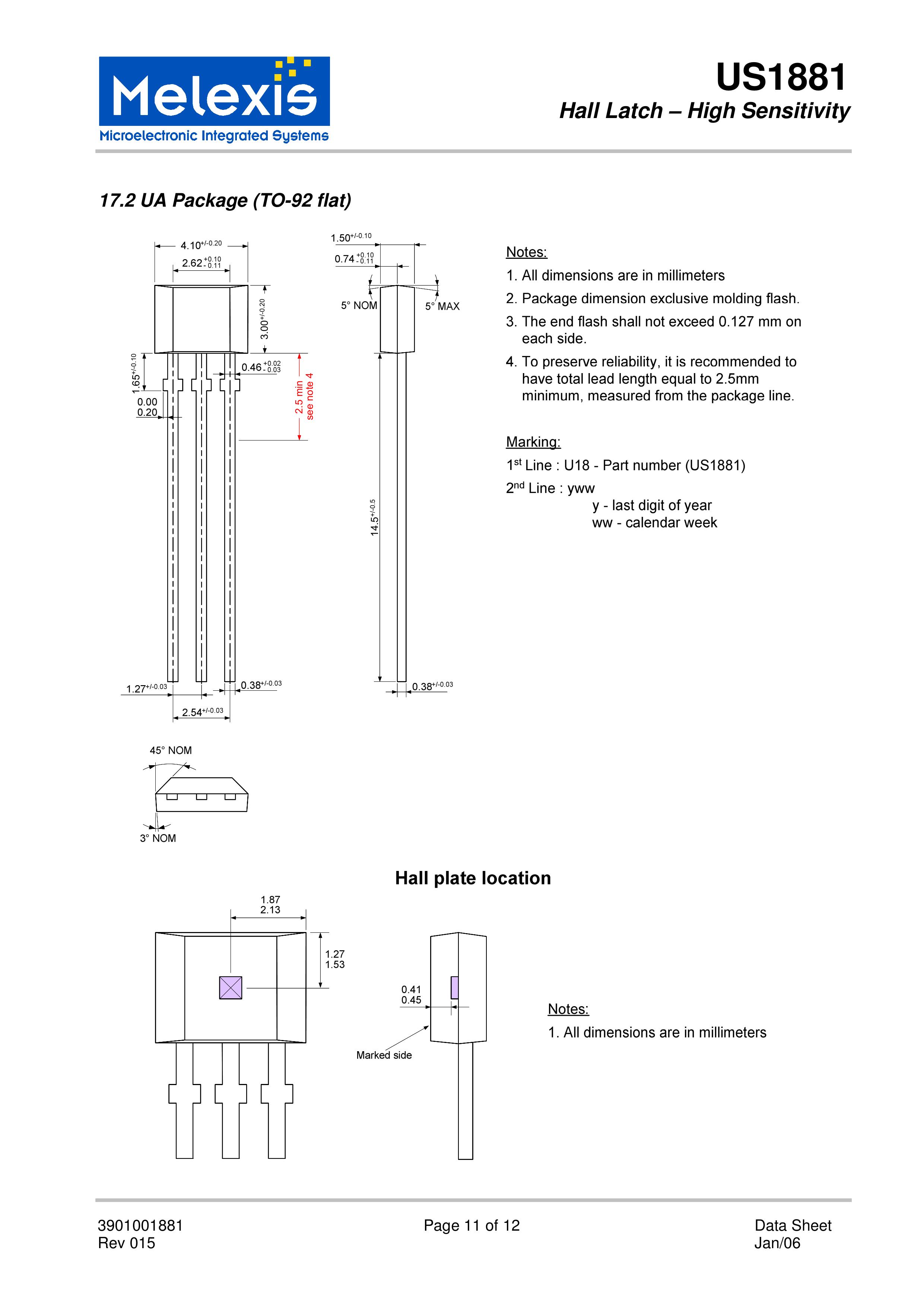 us1881kua锁存霍尔传感器